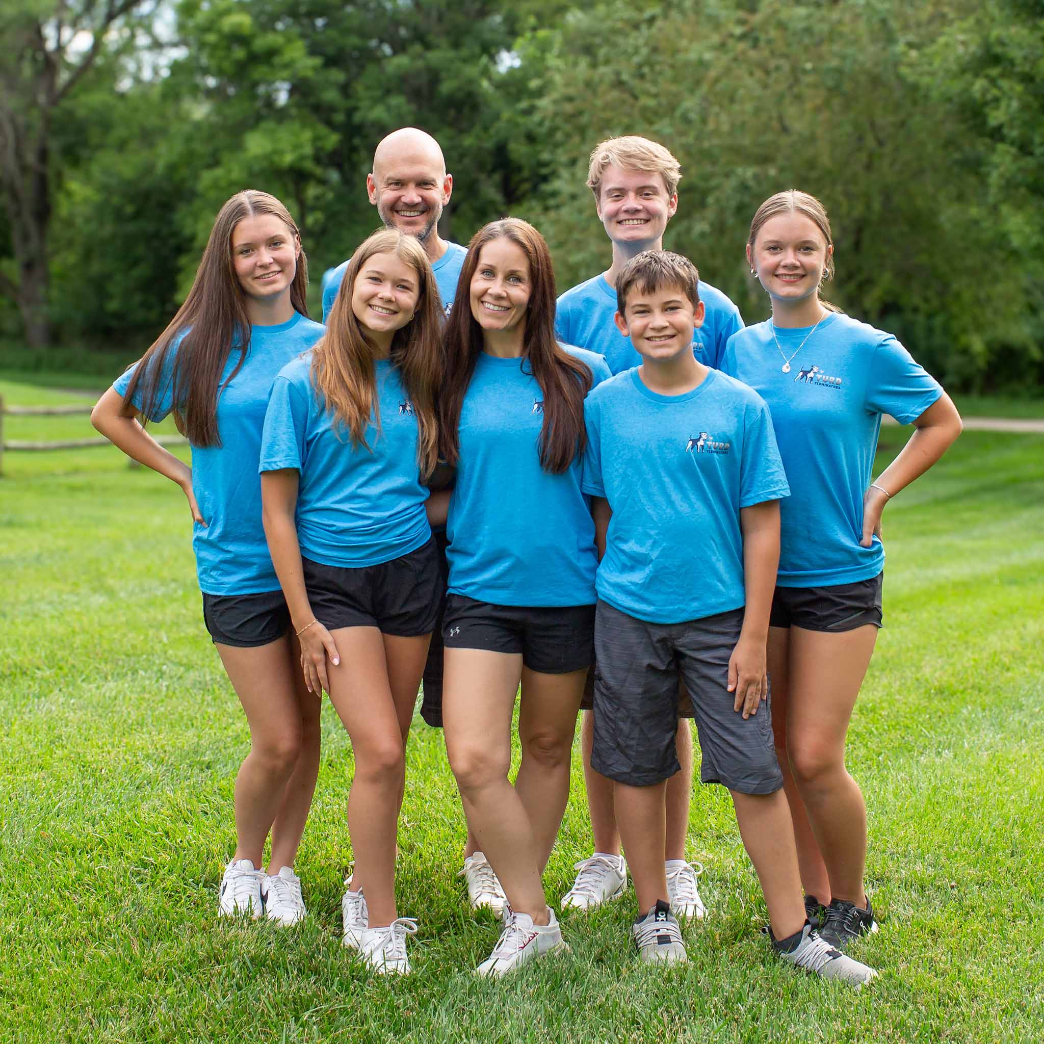 Michael and Kristin Van Gerpen with their five kids, the family behind Turd Terminators.